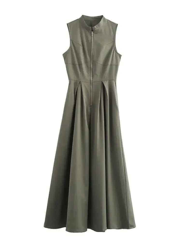 Vivienne Pleated V-Neck Maxi