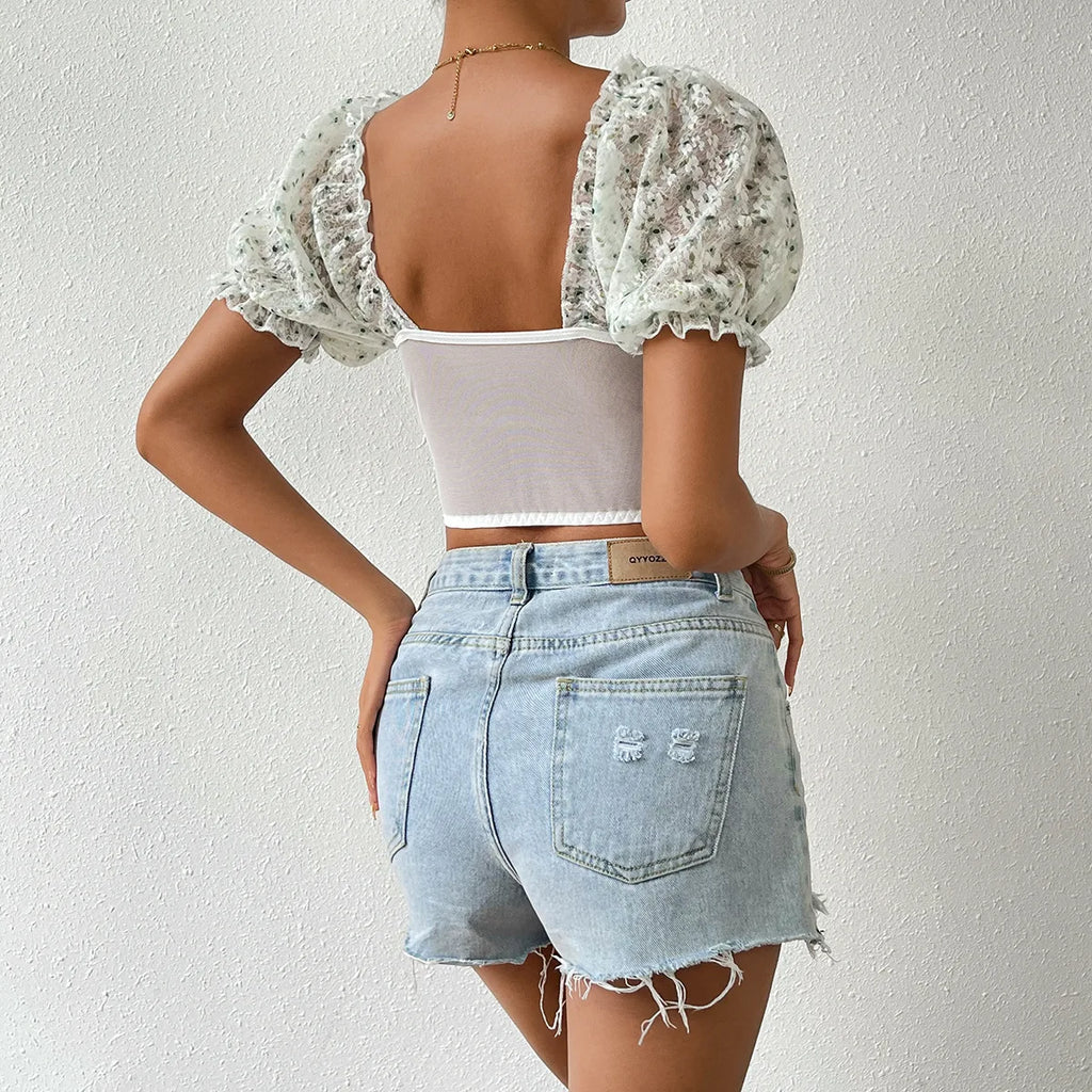 Ava Pearl Lace Crop Top