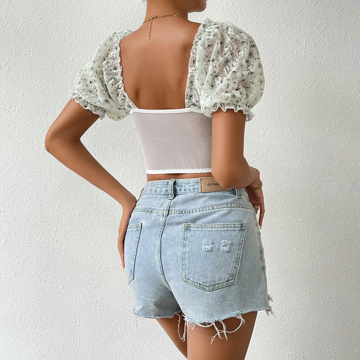 Ava Pearl Lace Crop Top