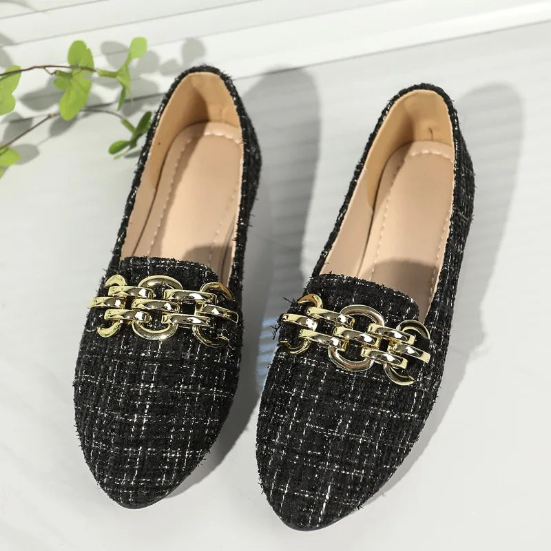 Vivienne Tweed Chain Loafers