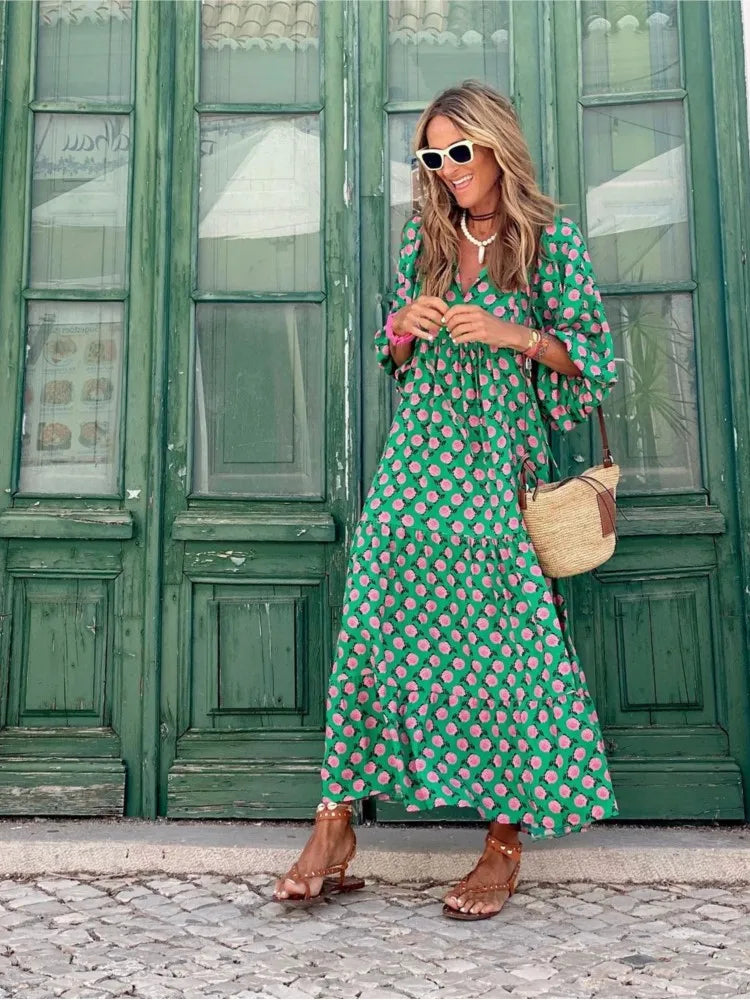 Lila Boho Chic Maxi Dress