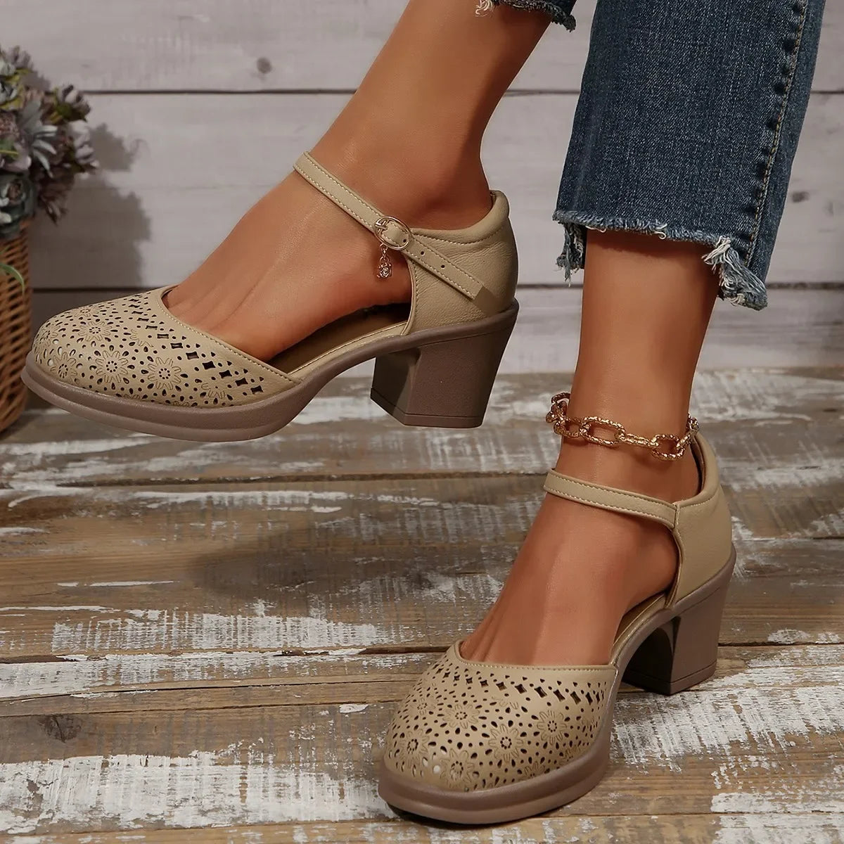 Sienna Hollow Strap Heels