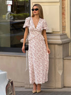 Camille Elegant Floral V-Neck Dress