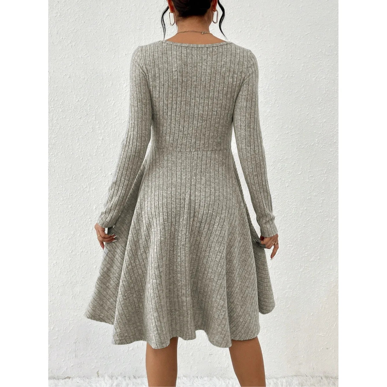 Isabella Ribbed Knit Flare Midi Dress