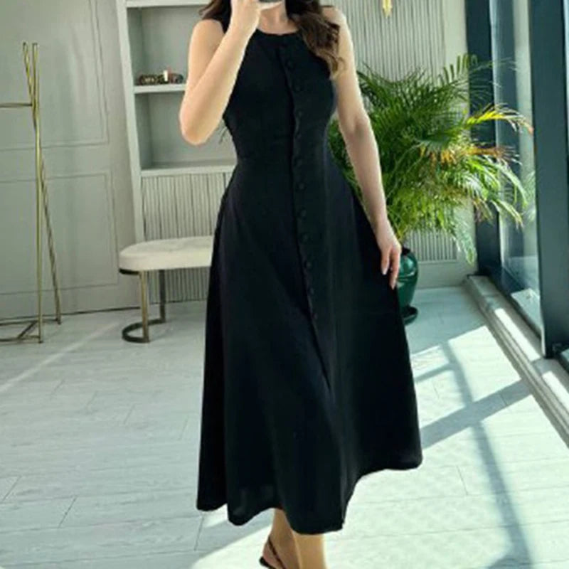 Evelisse Buttoned Long Dress