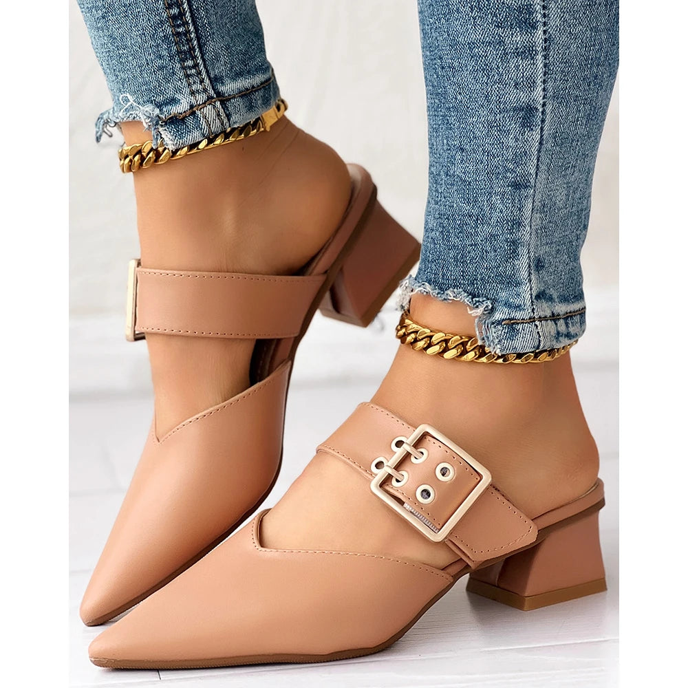 Maribel Buckle Pointed-Toe Heel Sandal