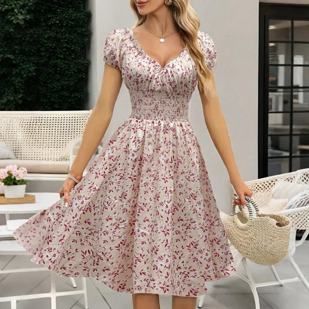 Lilah Floral Smock Midi Dress