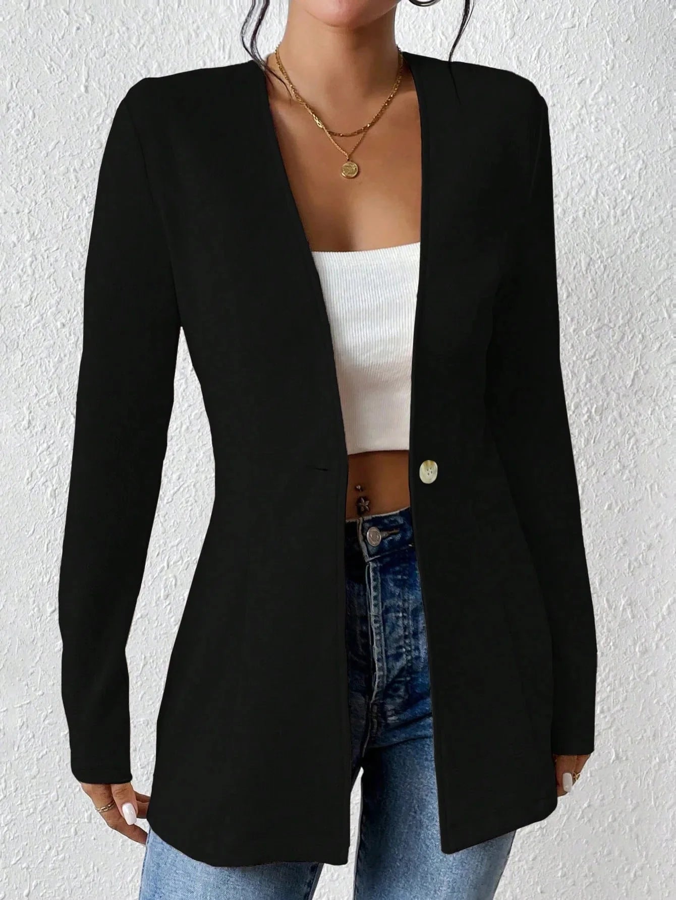Isla One-Button Slim Blazer