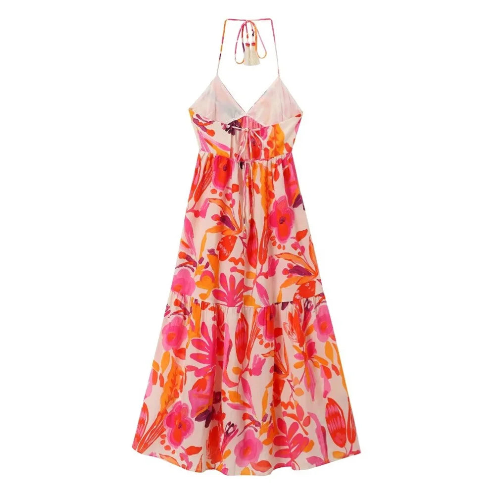 Sienna Chic Tassel Print Maxi Dress