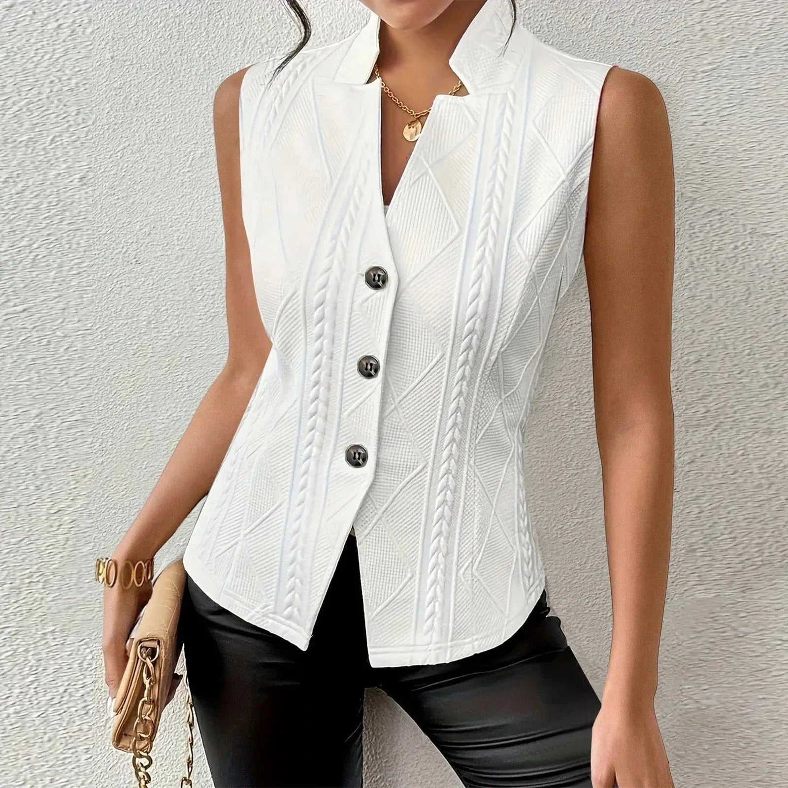 Amelia Sleeveless Textured Knit Blazer Vest