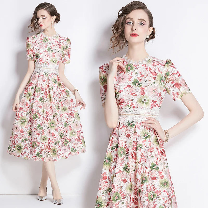 Camille Vintage Lace Midi Dress