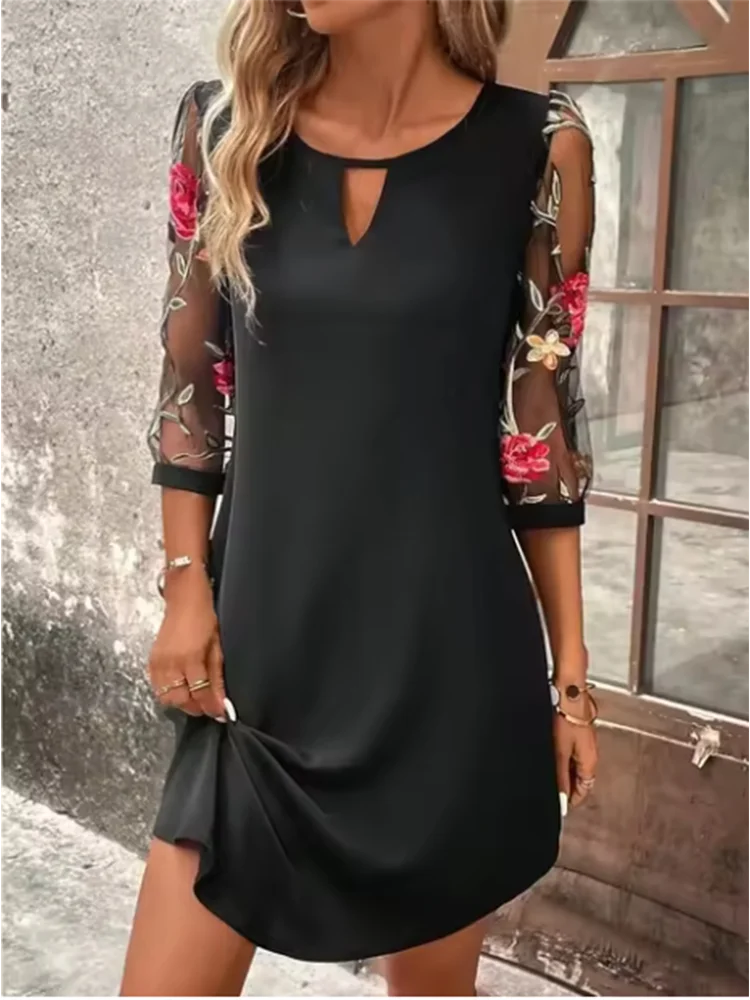 Mia Floral Embroidered Sleeve Dress