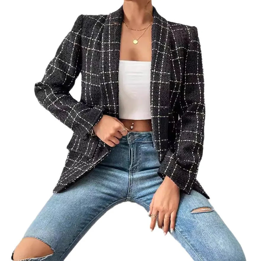 Vivienne Plaid Double-Breasted Blazer