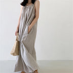 Nora Vintage Cotton Linen Maxi Dress