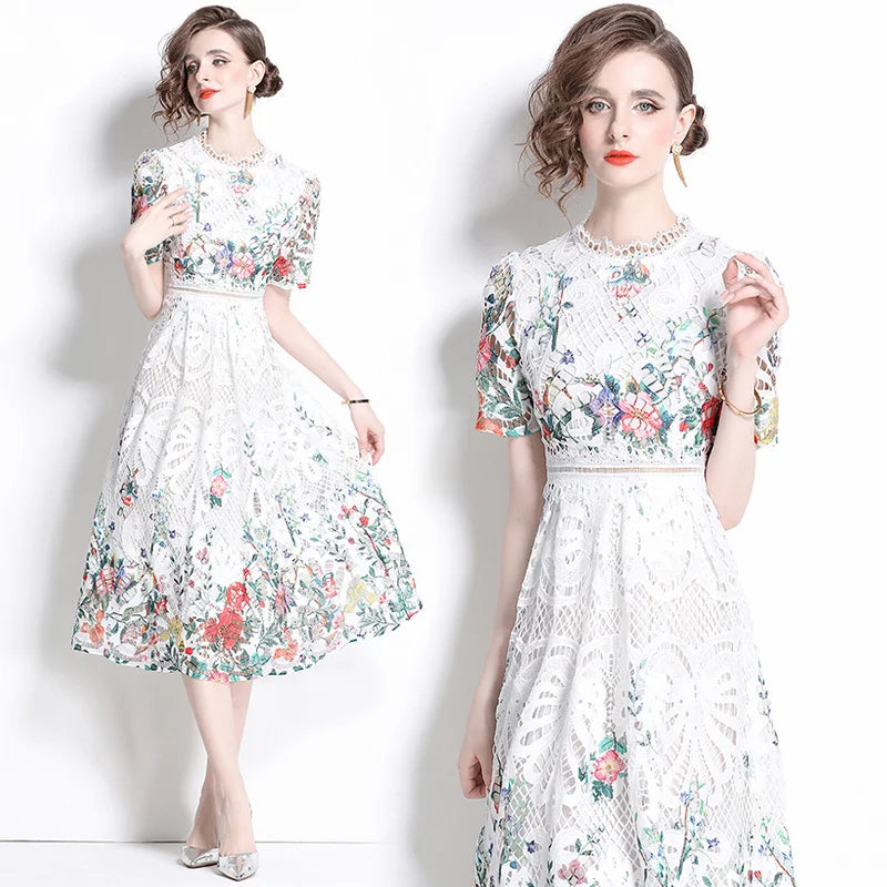 Camille Vintage Lace Midi Dress