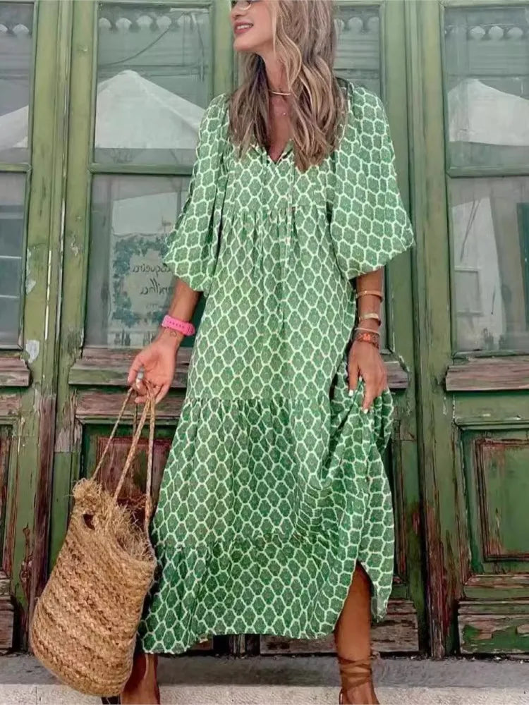 Lila Boho Chic Maxi Dress