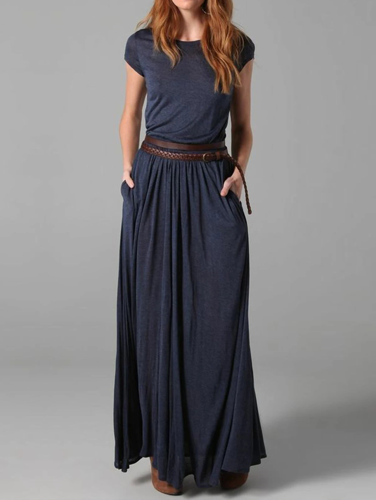 Lydia Pocketed Maxi Belted Dress