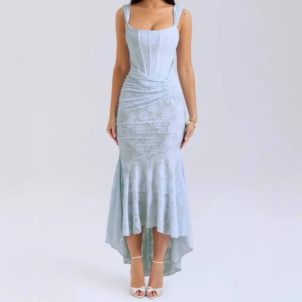 Mia Lace Detail High-Low Dress