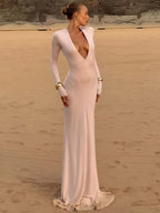 Valeria Sexy Deep V Maxi Dress