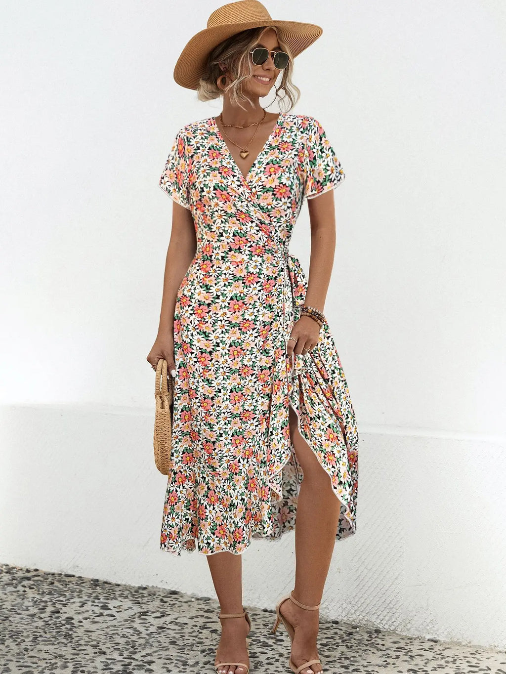 Claire Floral Ruffle Wrap Dress