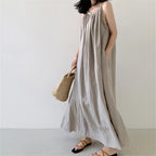 Nora Vintage Cotton Linen Maxi Dress