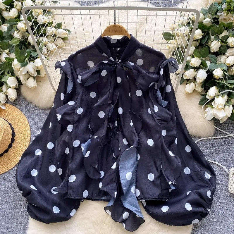 Elise Ruffle Dot Blouse