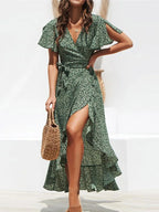 Lila Flutter Wrap Maxi Dress