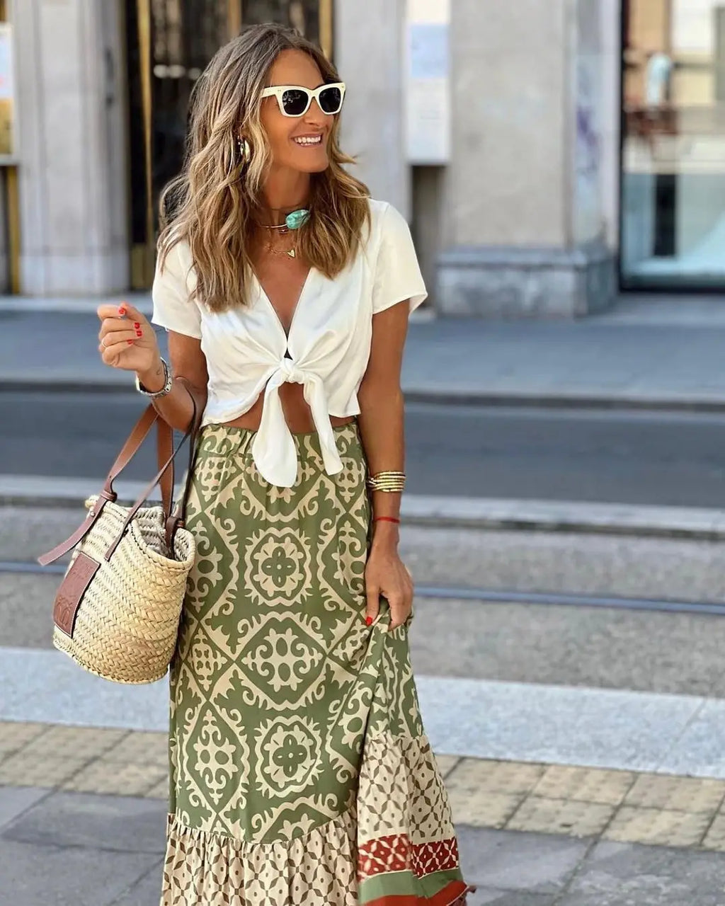 Maya Boho Swing Maxi Skirt
