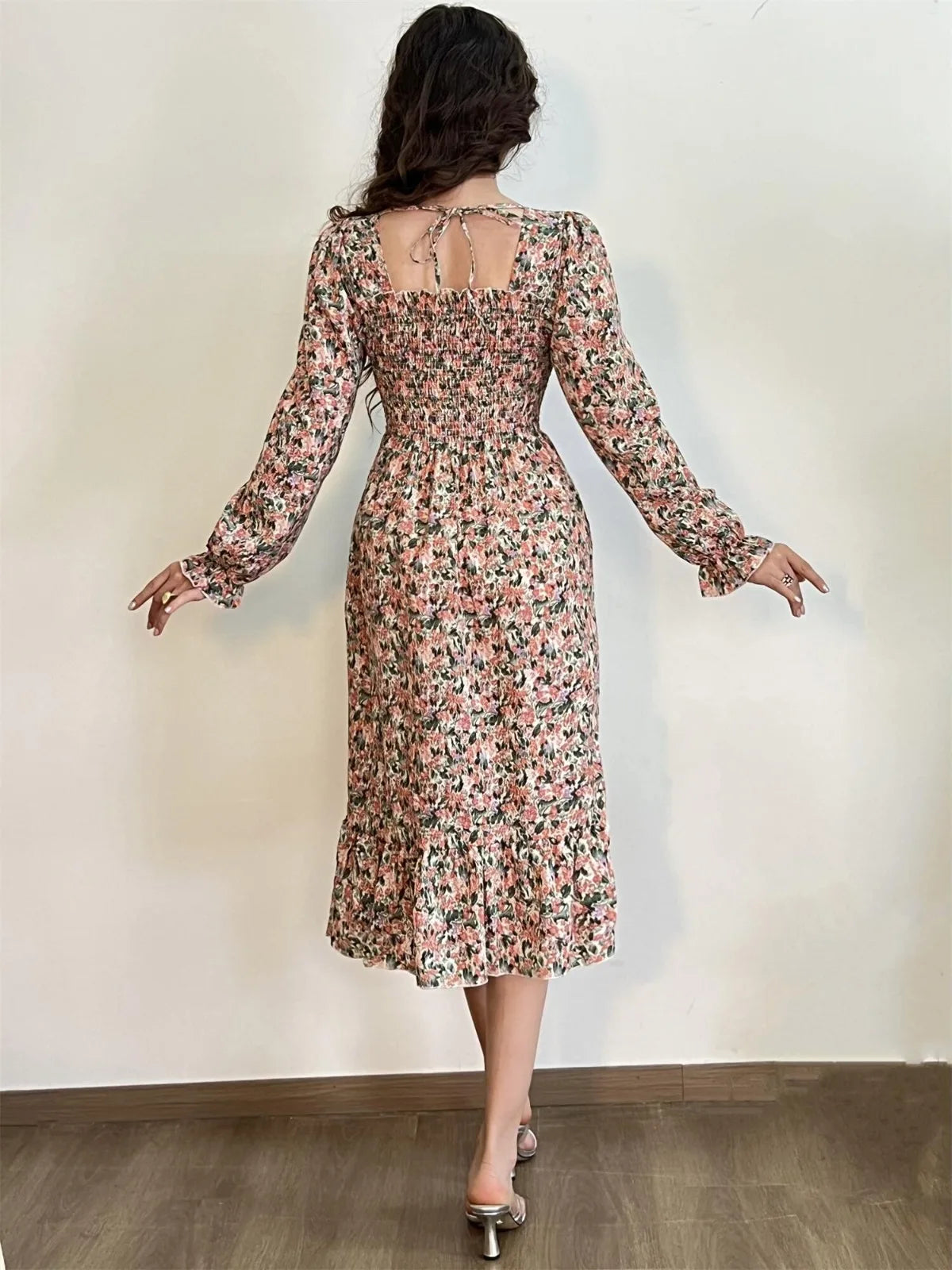 Marielle Floral Lace-Up Midi
