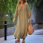 Sofia Cotton Drape Maxi Shirt Dress
