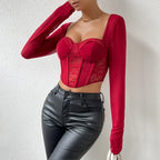 Mia Lace Overlay Corset Top