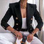 Claudia Gold-Button Tailored Blazer