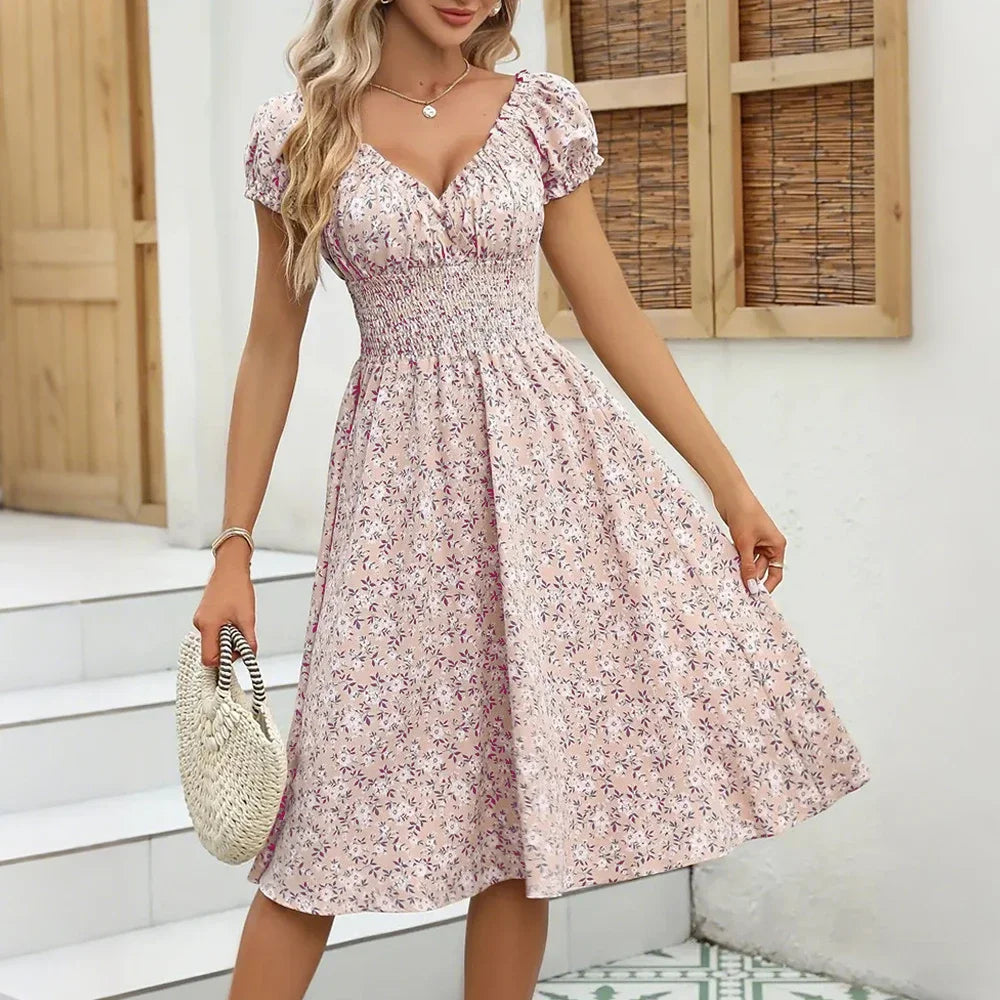 Lilah Floral Smock Midi Dress