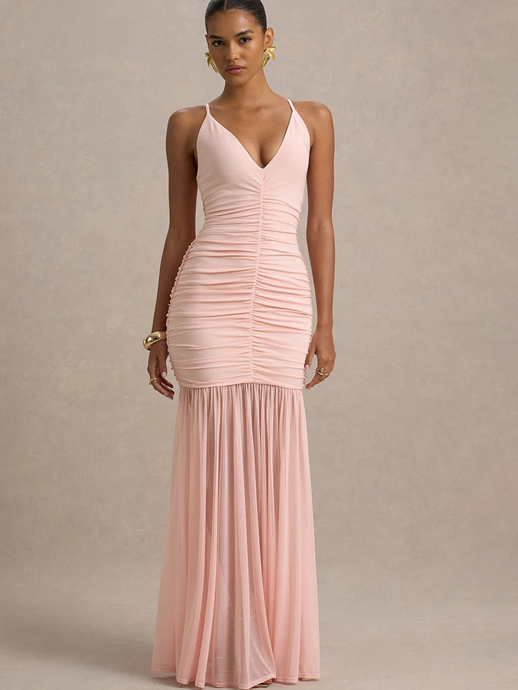 Marivelle V-Neck Ruched Dress