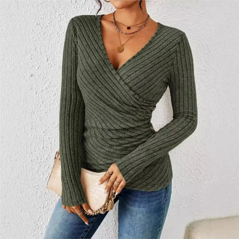 Lila Cozy Ribbed Wrap Sweater