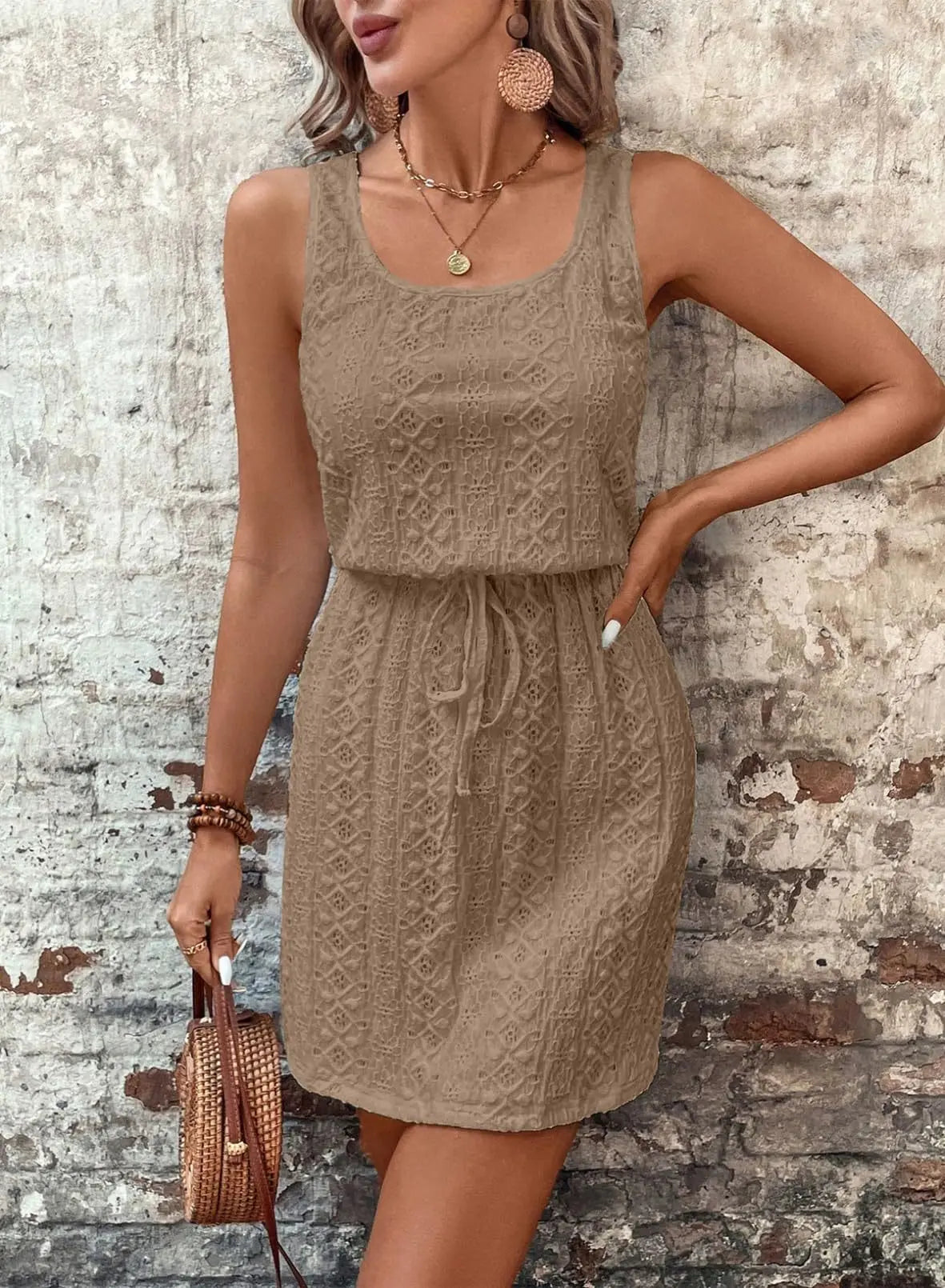 Sophie Textured Tie-Waist Dress