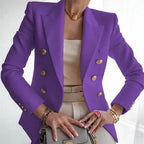 Claudia Gold-Button Tailored Blazer