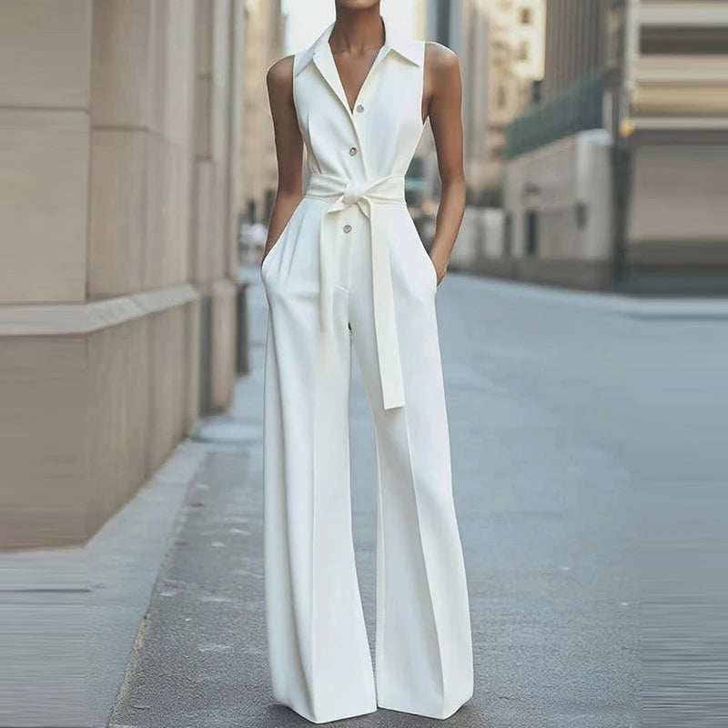 Celeste Button-Waist Utility Jumpsuit