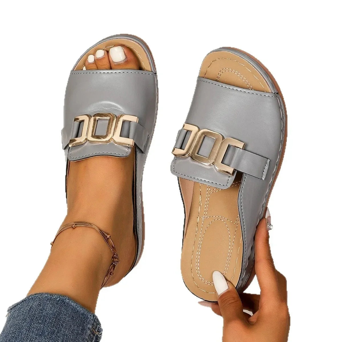 Amara Comfort Buckle Slip-On Sandals