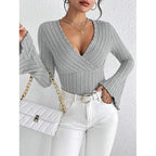 Ella Ribbed Flare Sleeve Knit Top