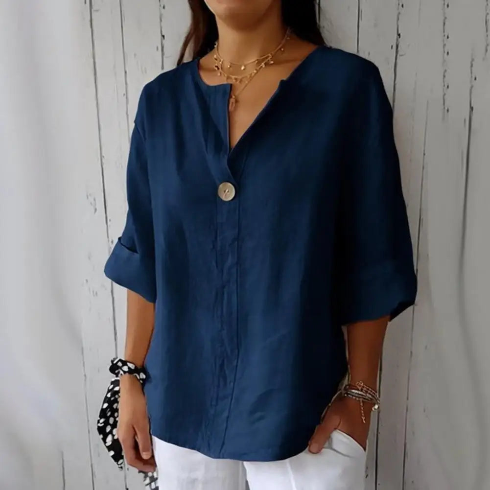 Lila Effortless Linen Button-Up Top