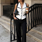 Amélie Contrast Trim Button Vest