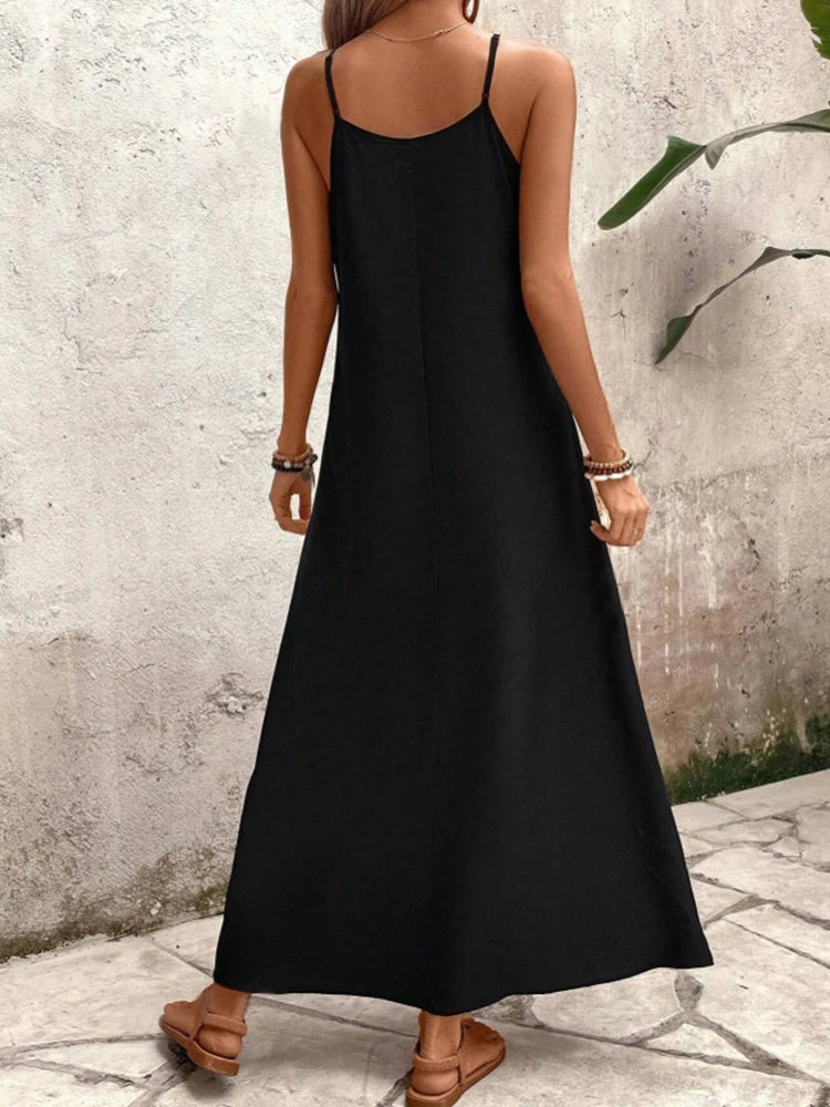 Lila Elegant Floral Suspender Dress