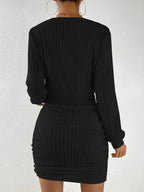 Robin Ribbed Wrap Knit Mini Dress