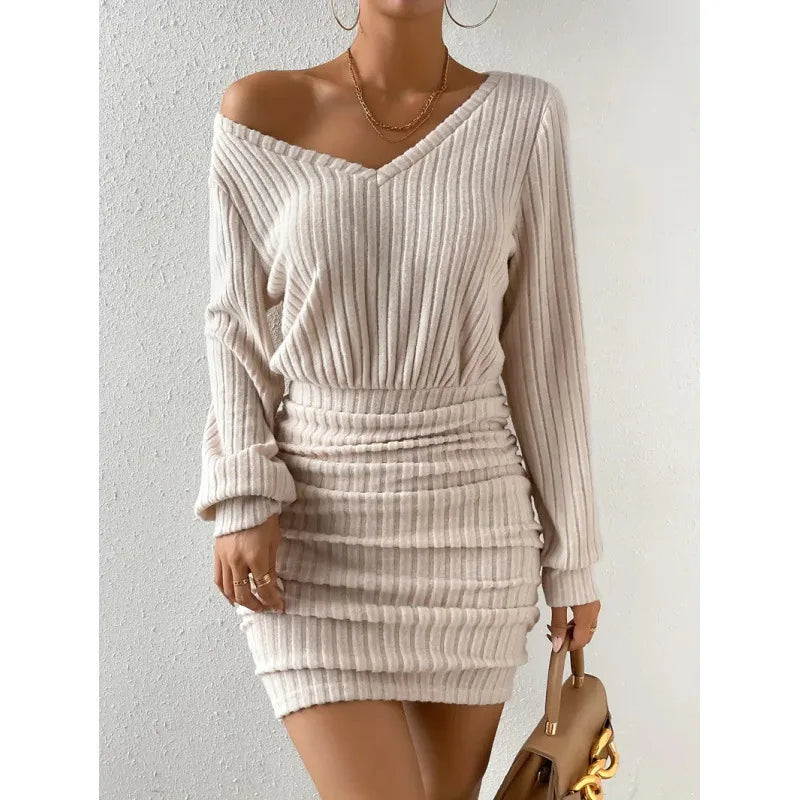Robin Ribbed Wrap Knit Mini Dress