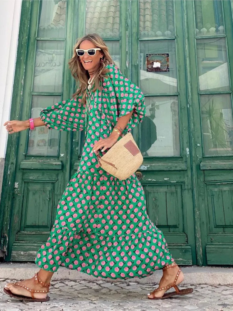 Lila Boho Chic Maxi Dress