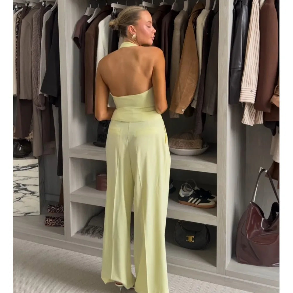 Elena Tailored Halter Waistcoat & Pant Set