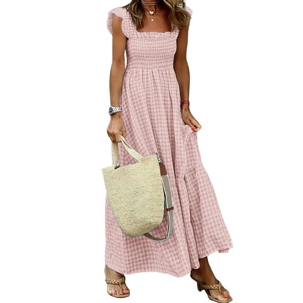 Isla Elegant Plaid Slip Dress