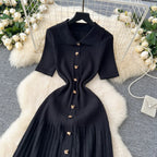 Estelle Pleated Knit Shirt Dress