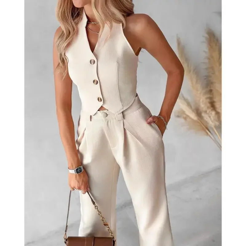 Elodie Apricot Tailored Two-Piece Set
